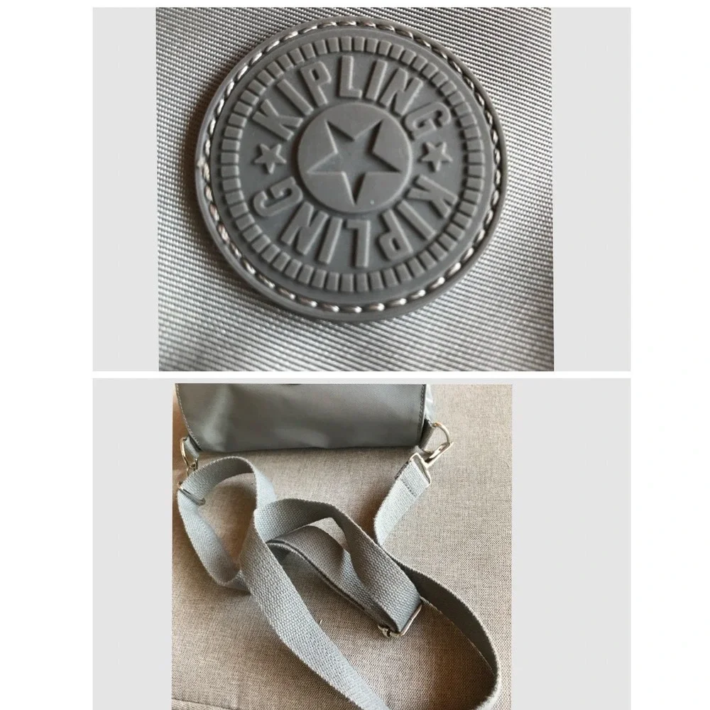 Kipling Grey Nylon Flap Crossbody Bag Small Messenger Shoulder‎ Bag